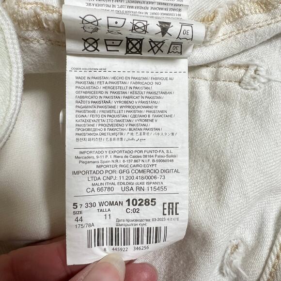 Mango Clea High Waisted Denim Shorts Natural 4"‎ Inseam Size 12 Beach Festival - Picture 6 of 7